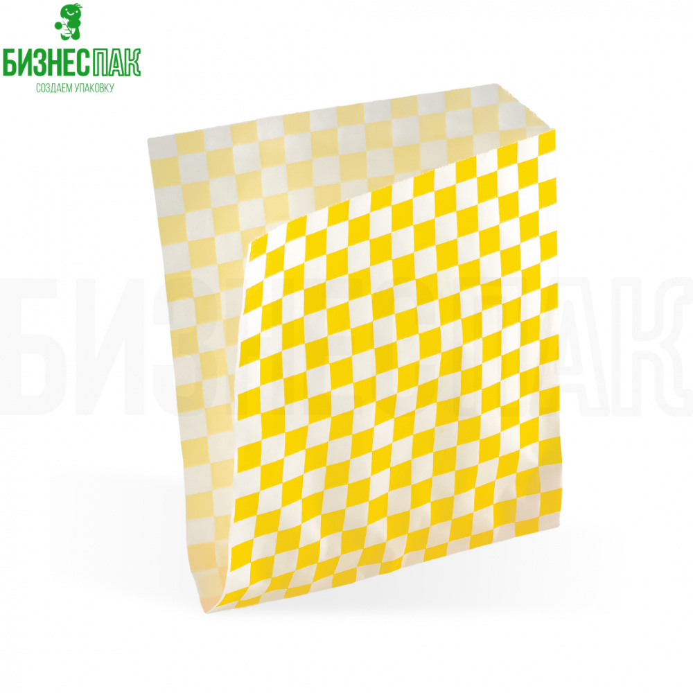 Бумажный  уголок Уголок для фастфуда "Желтая клеточка" 150*170 мм